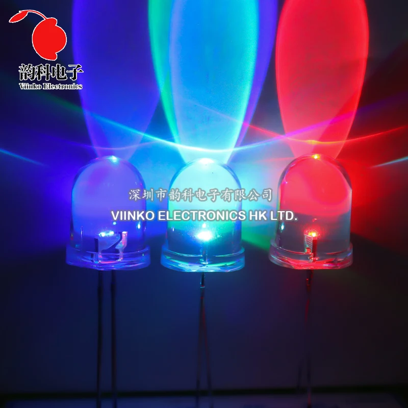 10pcs F8 8mm Fast / Slow RGB Flash Red Green Blue Rainbow Multi Color Flashing Light Emitting Diode Round LED DIY Kit