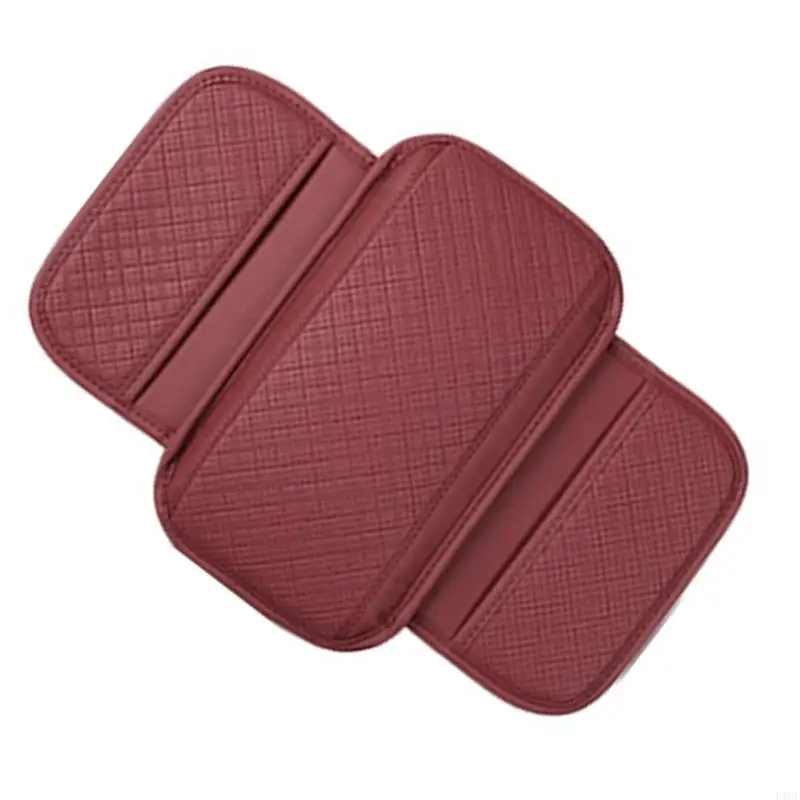F1CF Leather Car Armrest Cushions Adjustable Car Center Console Pad Upgrades For Enhances Comfort & Convenient Storage Pocket