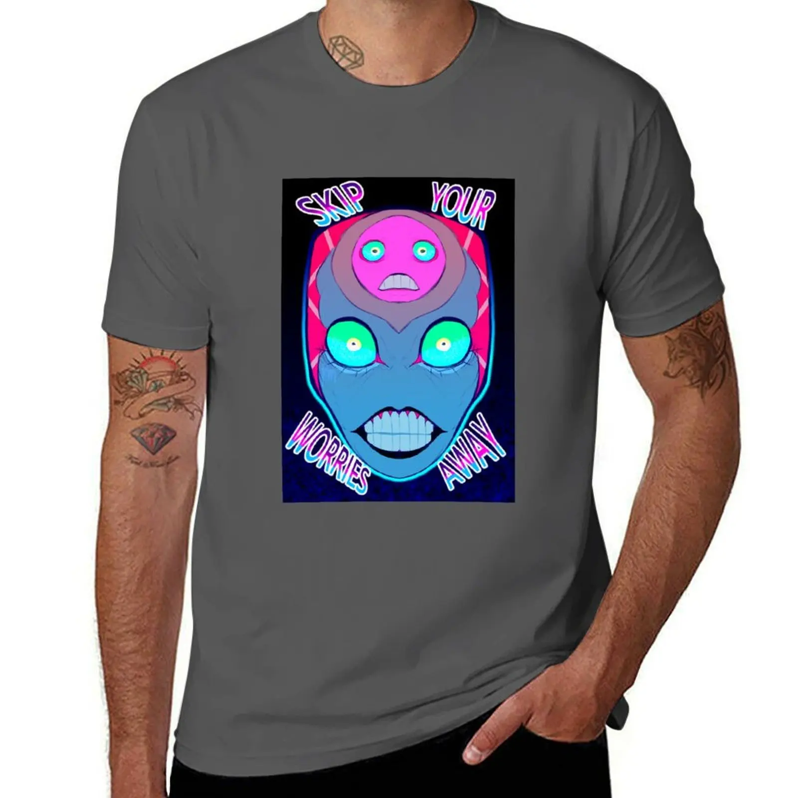 

SKIP YOUR WORRIES AWAY T-Shirt cotton tshirt 100% mens graphic t shirts T-Shirt