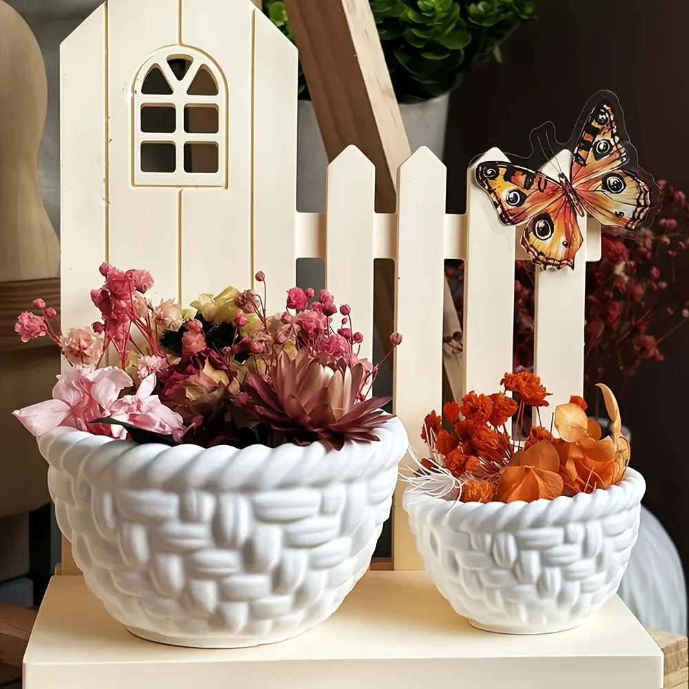 Silicone Succulent Planter Mold Candle Holder Mold Flower Basket Shape Candle Base Molds Suitable for Candle Holder