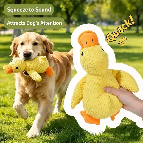 1PC Bite Resistant Plush Duck Dog Toy, Interactive Chew Proof Teeth Cleaning Toy, Boredom Relief for Large Puppies & Adult Dogs