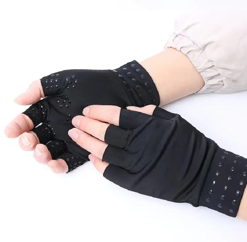 Silicone anti-arthritis compression gloves fitness protective gloves half finger rehabilitation outdoor sports gloves