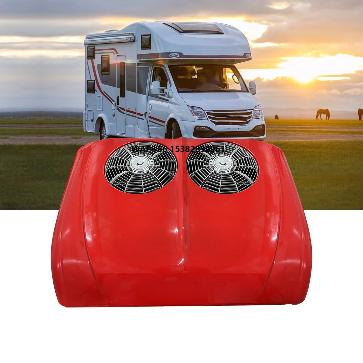 

Auto air Conditioner Aircon for 12v 24v Parking Cooler Electrical air Conditioning Kit for Cars Double Fan Aircon