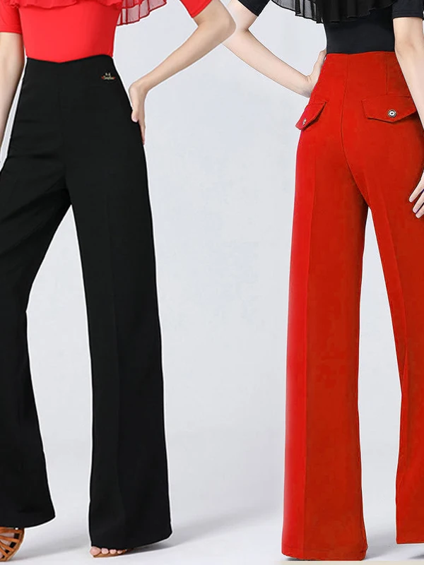 Faionable High-Waist Modern Dance Pants Women's Social Dancewear Long Trousers for Latin Dance Practice And Fitn