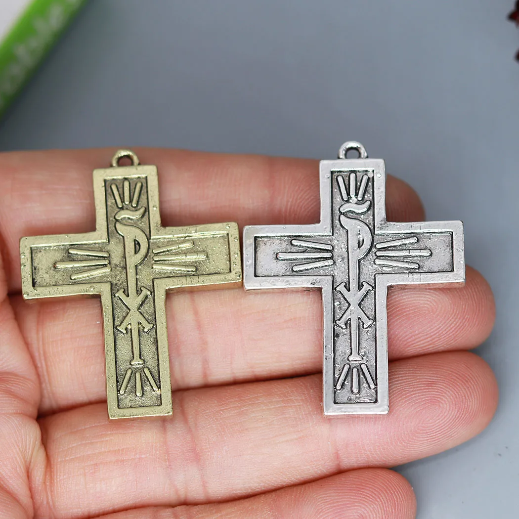 2Pcs/lot Chi Rho Crucifix Cross Pendant For DIY Jewelry Making Necklace Keychains Men Charms Viking Slavic Crafts