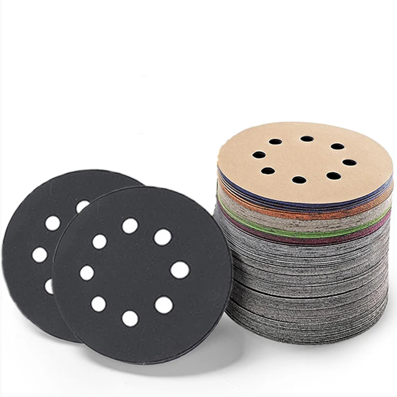 

5 Inch Sandpaper 125mm 60-10000 Grit Round Shape Sanding Discs Hook Loop Sanding Paper Buffing Sheet Sandpaper 8 Hole Sander Pad