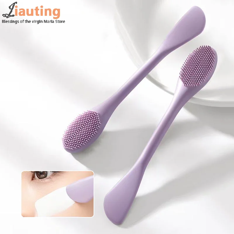 Double Head Silicone Facial Mask Brush Facial Massage Cleaning Brush DIY Mud Film Scraper Facial Care Tool SPA Beauty Salon