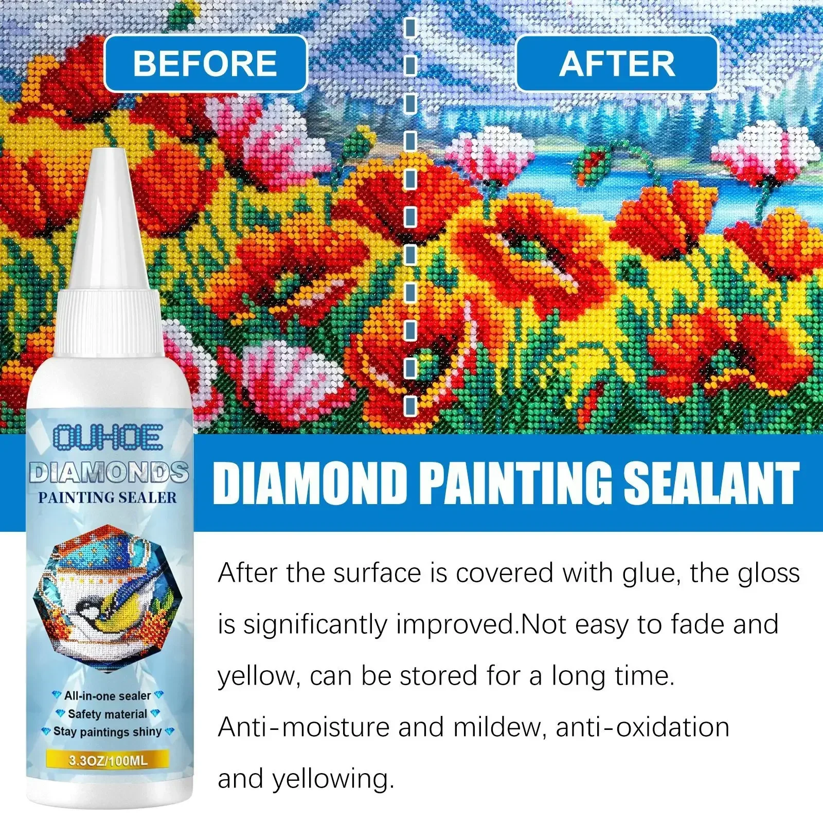 5D Diamond Drawing Sealer Conserver Glue Protective Comes With Dedicated Brush Fast Drying Shine Effect Sealer Glue