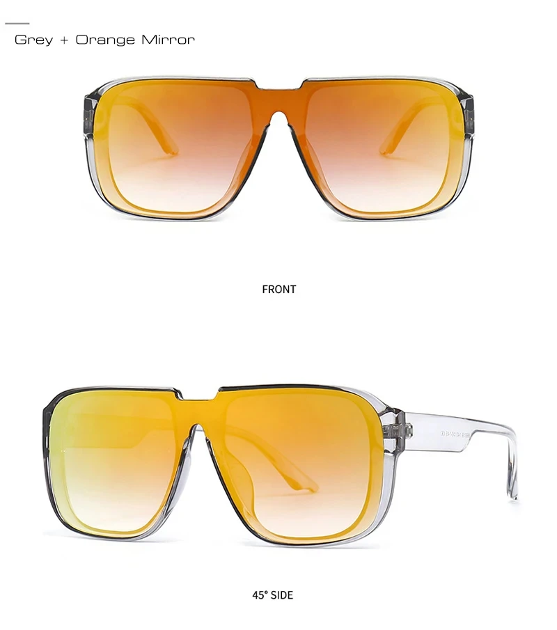 Retro Quadratische Einteilige Sonnenbrille für Männer Verspiegelte Gläser UV400 Flat-Top Herren Mode Sonnenbrille – Detail 7