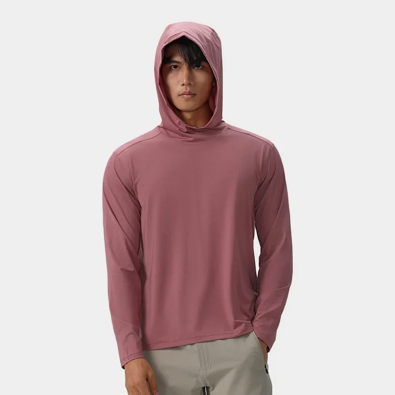 Sudadera con capucha atlética de manga larga para hombre, camisas para senderismo, ropa elástica, camiseta de entrenamiento, camisas de secado rápido, ropa transpirable