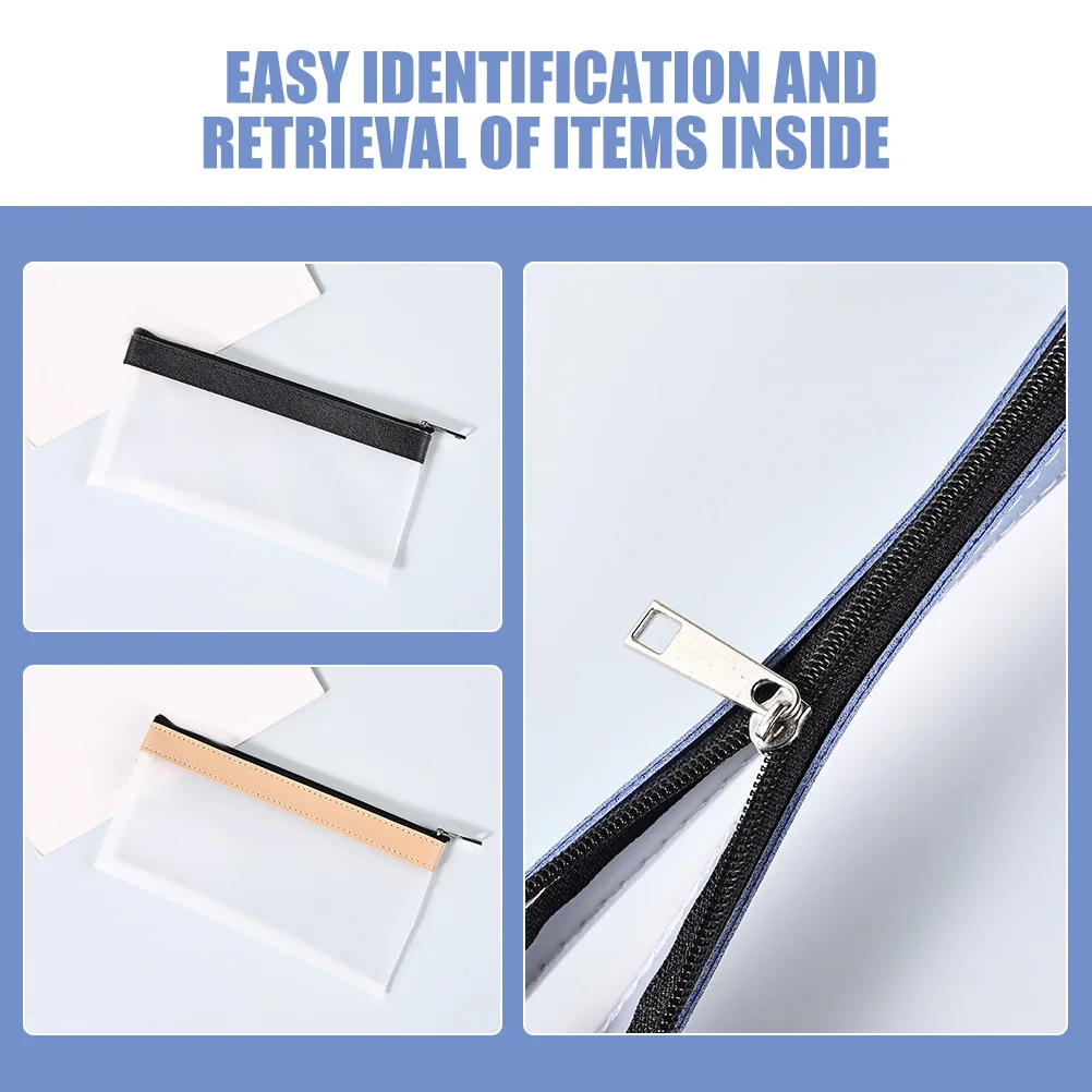 4개 세트 투명 PVC 필통 투명 돈 정리 지퍼 파우치 동전 지폐 현금 보관 소형 동전 홀더 파우치