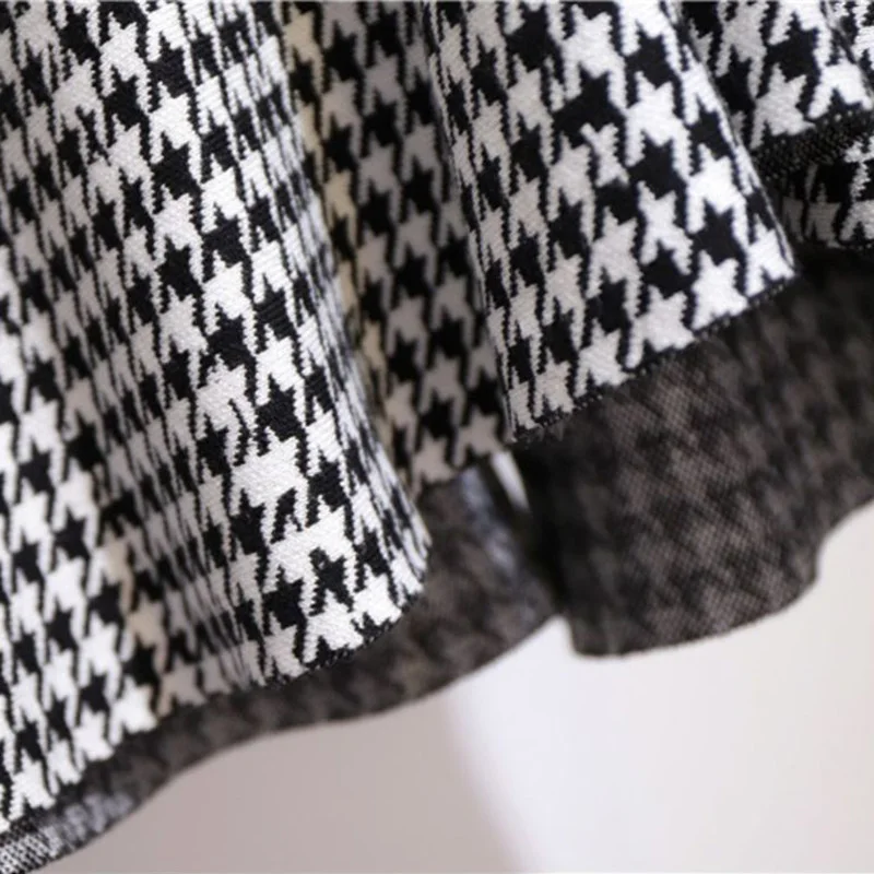 Trumpet Houndstooth Vintage High Waist Buttons Women\'s Skirt Mermaid Mid-Calf Long Skirts For Women Women Clothing Fashion 2024