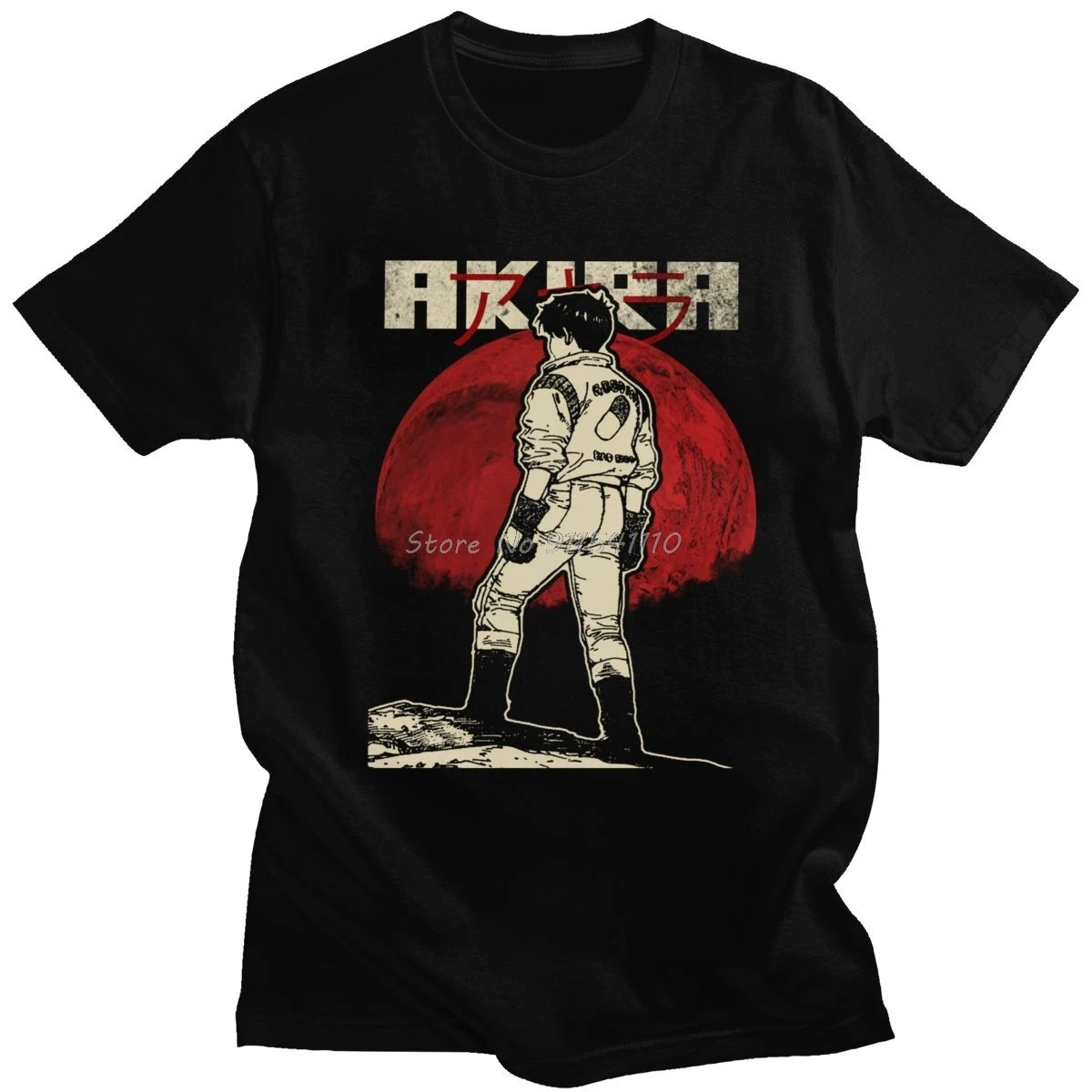 Vintage Anime Akira Tshirt Short Sleeves Soft Cotton T-shirt O-neck Casual Science fiction Manga Moon Shotaro Kaneda Tee Shirt