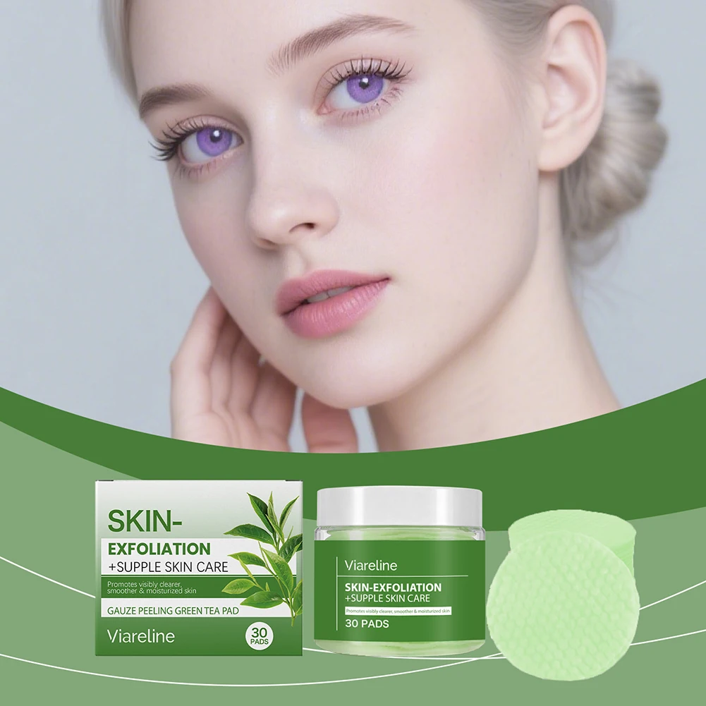 30 Pads Gauze Peeling Green Tea Pad,Korean Beauty Green Tea Peeling Pads For Face,Skin Care Products For Daily Use