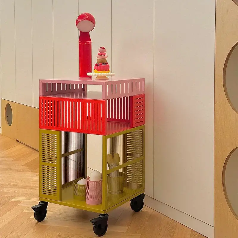 

Nordic minimalist colored edge cabinet Bedroom storage cabinet with wheels, mobile cart storage rack Multi color mobile cabinet