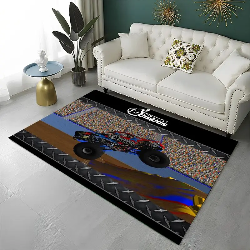 Cartoon Monster Truck Monster Jam Non-Slip Area Rug for Living Room,Bedroom,Playroom,Carpet Floor Mat Home Decor Rug  Room