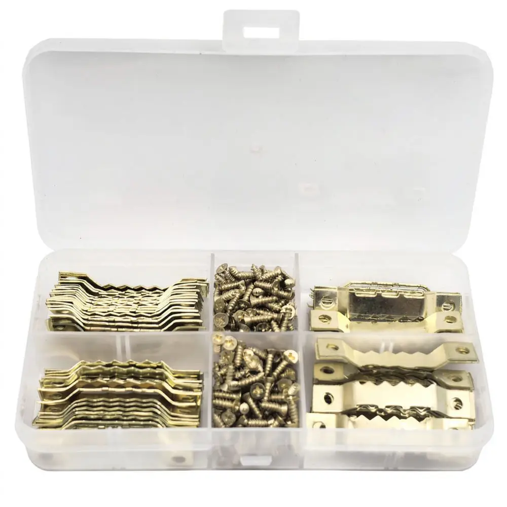 Golden Double Sawtooth Picture Hooks For Yangshun Framing Hardware Kit With M25 Self Tapping Screws For Wood Projects