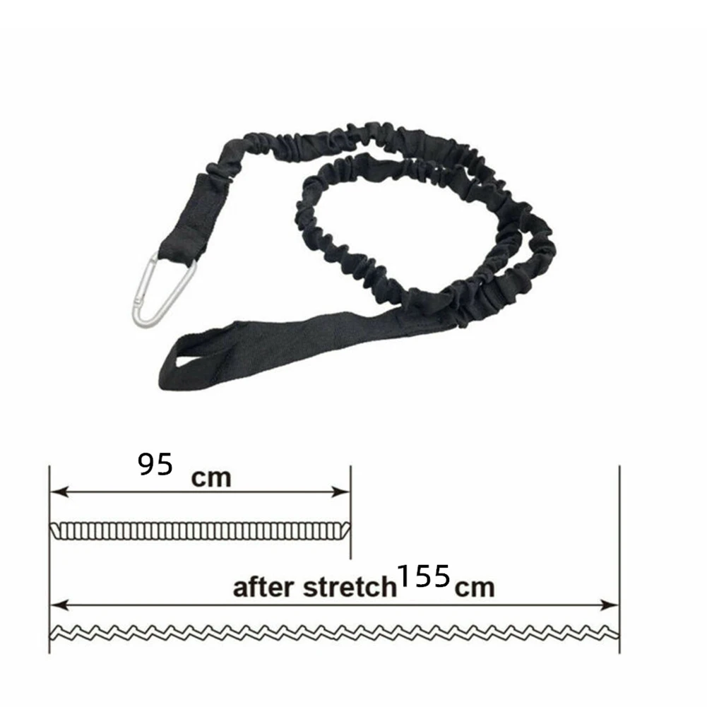 Kayak Paddle Leash Adjustable Tie Rope with Safety Hook for Kayak Paddles Canoe Oars Fishing Rods Black