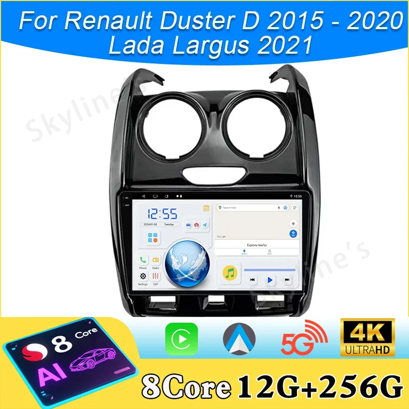 Android Auto For Renault Duster D 2015 2016 2017 2018 2019 2020 Lada Largus 2021 Car Radio Multimedia Player Stereo Navigation