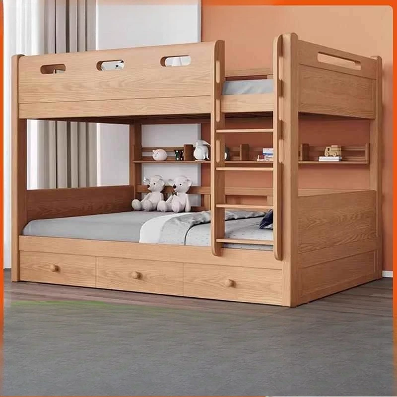 Red Oak Upper and Lower Beds Solid Wood Children's Beds High and Low Beds