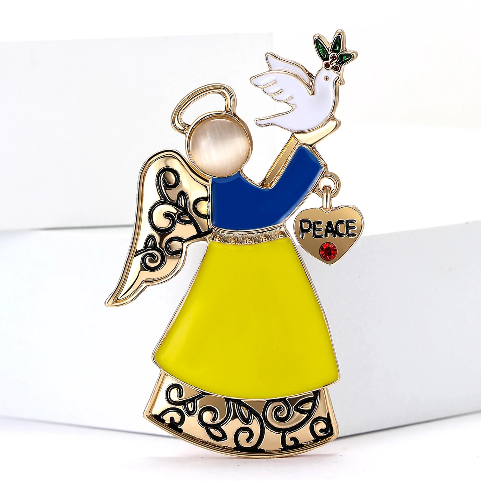 Enamel Peace Dove Angel Brooches for Women Unisex Peace Pins 2-color Available Office Party Accessories Gifts