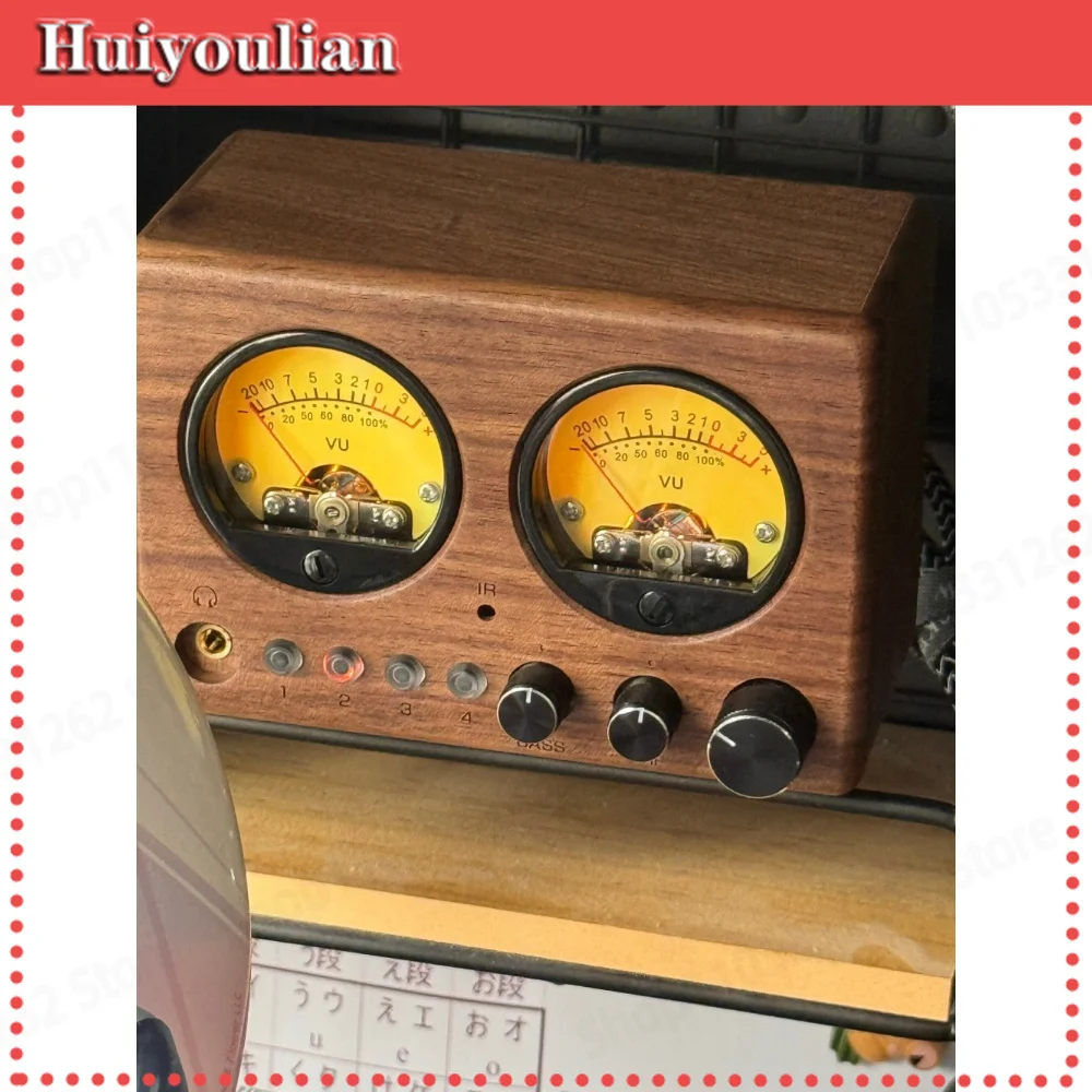 Professional HiFi VU-W 4 in 1 Out Audio Switcher Bass Treble Control Preamplifier Headphone Amp with Remote