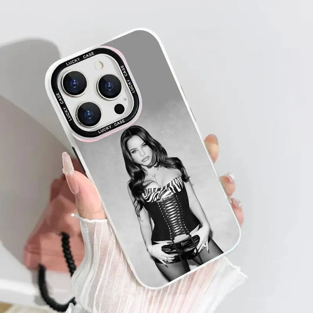 1개 싱어 E-에밀리아 M-메르네스 폰 케이스 레이저 IMD 컬러 실버 쉘 아이폰 17 16 15 14 13 12 11 에어 프로 맥스 플러스용