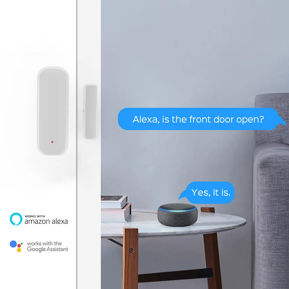 Tuya Smart WiFi Door Window Sensor Open Closed Magnetic Detector Smart Home APP Voice Control Via Alexa Google Home Smart Life