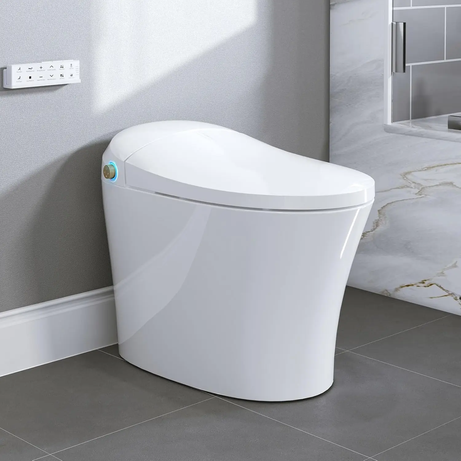 Smart Toilet with Automatic Flush Heated Toilet Seat One-Piece Dual Flush Toilet with Warm Water Dryer Pre-Wet Night Light