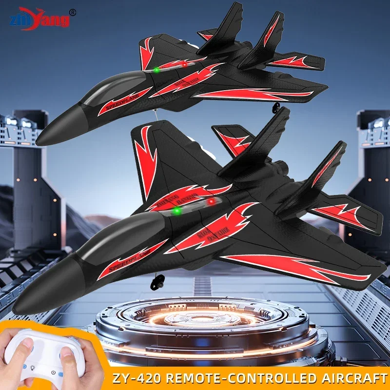 RC Plane Foam High-speed Fighter Glider Aircraft with Lights Amphibious Model Fixed Wing Fall Resistant ZY-420 Children Airplane