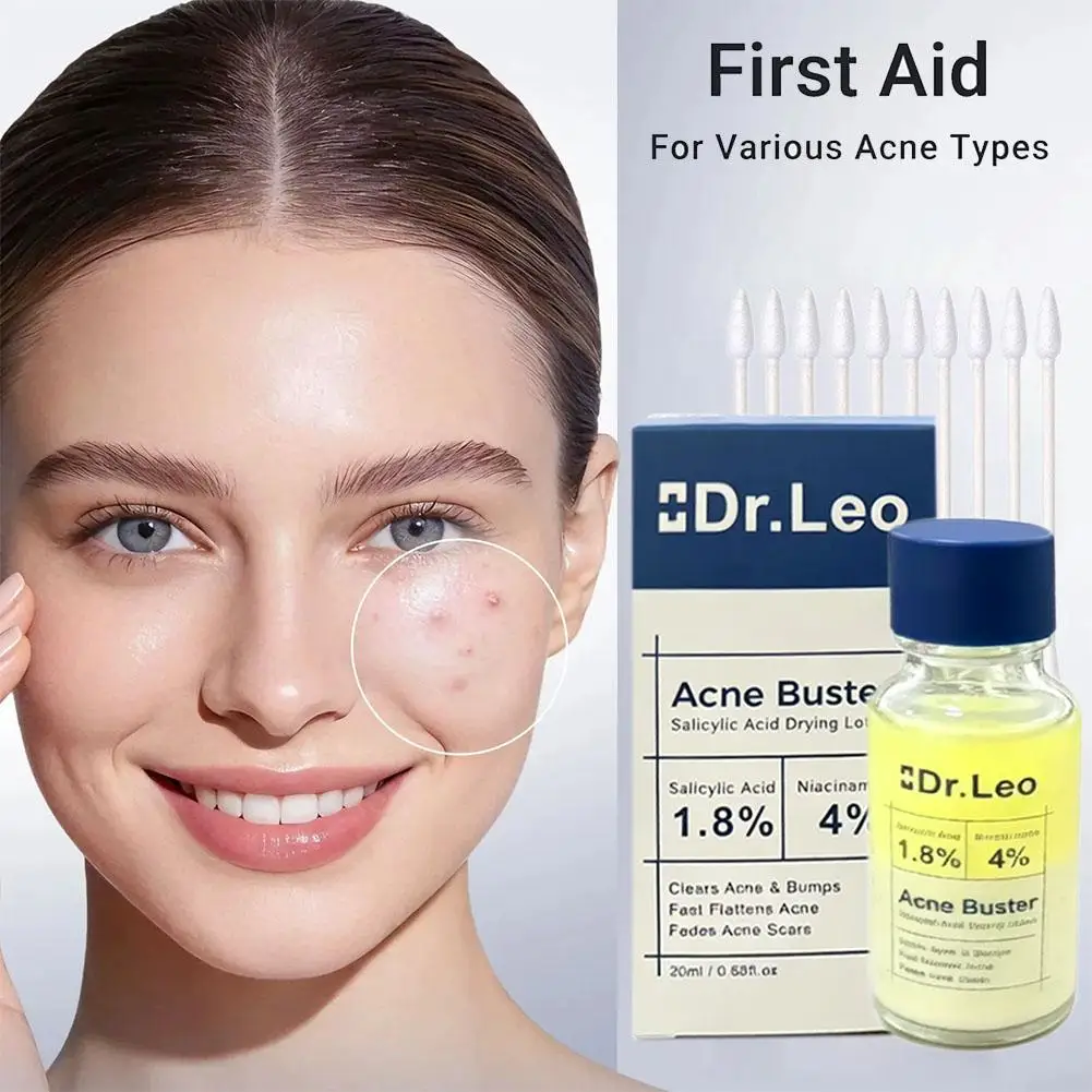 Salicylic Acid Essence Treatment Lotion Face Serum with Cotton Swab Fade Acne Scars Minimize Pores Smoothing Skin Care