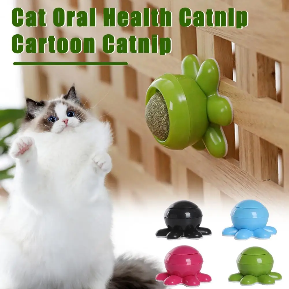 Cat Toy with Catnip Cat Licking Toy with Replaceable Catnip Ball for Teeth Oral Health Promotion Wall-mounted Sticky for Feline