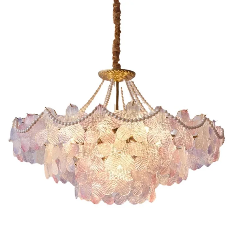 

French crystal lamp, living room chandelier, light luxury creative simplicity