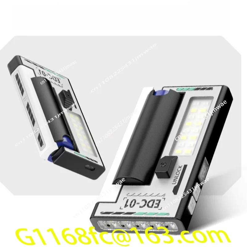 Cross-border new 5LED flashlight USB charging digital display outdoor warning magnetic suction portable EDC work light