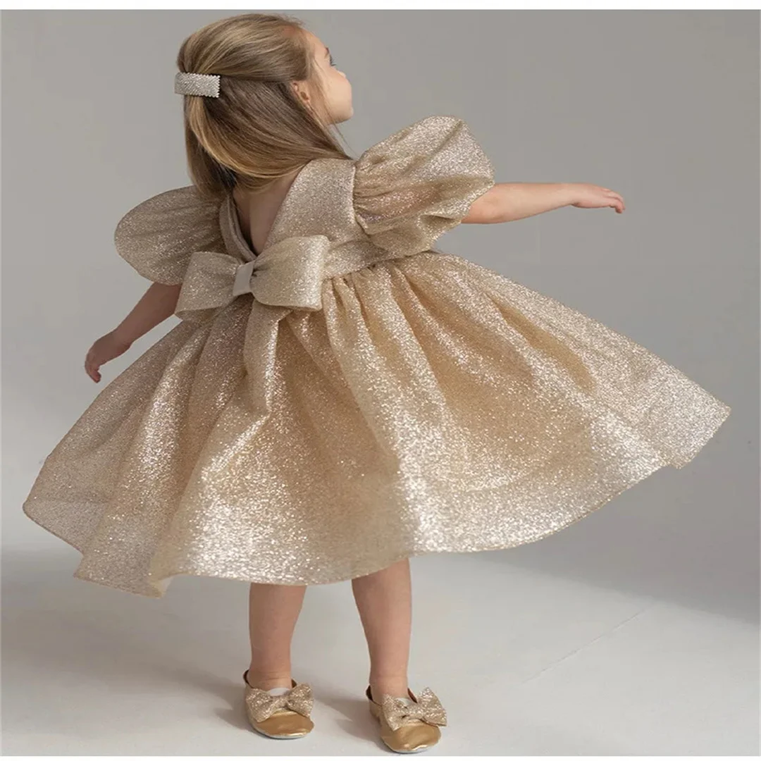 تخصيص الزفاف عيد ميلاد زهرة فتاة فساتين أنيقة منتفخ فاخر بنات حزب فساتين Bowknot مساء اللباس زهرة فتاة Prin