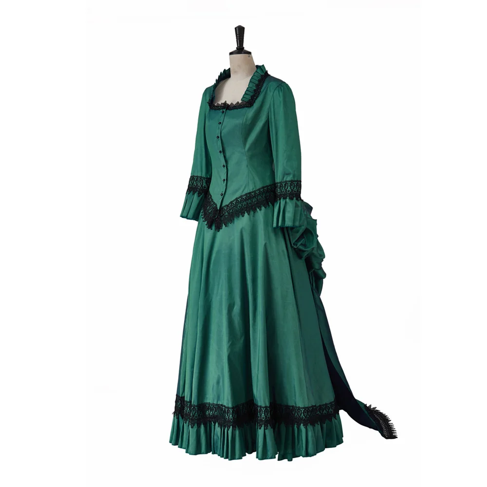 Victorian Renaissance Green Long Skirt Suit Women Masquerade Ball Gown Theater Stage Performance Dress Custom Made