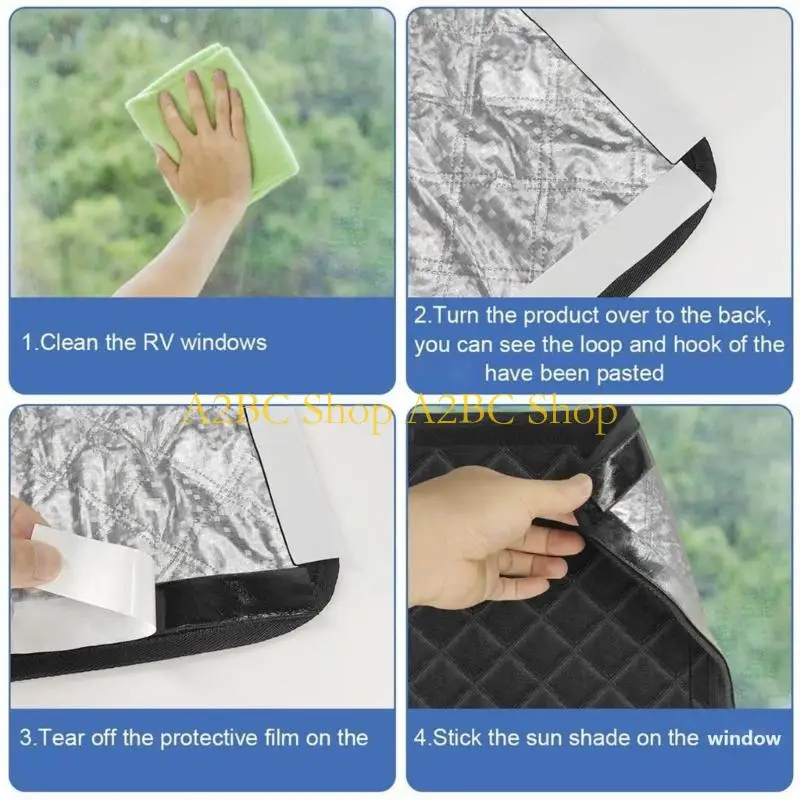 A2BC Aluminum Foil RVs Sunshade Curtain For Window Doors Blocks Sunlight Protects Privacy Window Shades Curtains Easy Install