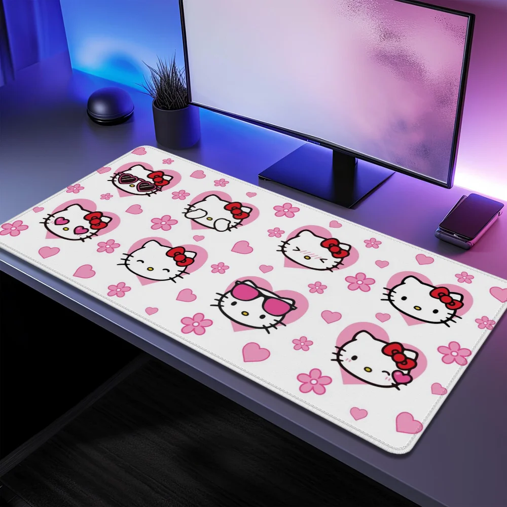 Xxl Mouse Pad Gamer Karet Gaming Pc Aksesoris Non-slip Sanrio Desk Mat Kawaii Over Edge Hello Kitty Mausepad Deskmat Mousepad