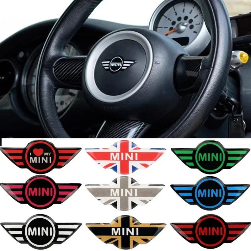 1pc Car Steering Wheel Sticker Emblem Logo for Mini Cooper John Cooper Works R50 R52 R53 R55 R56 F54 F55 F56 F60 Auto Decoration