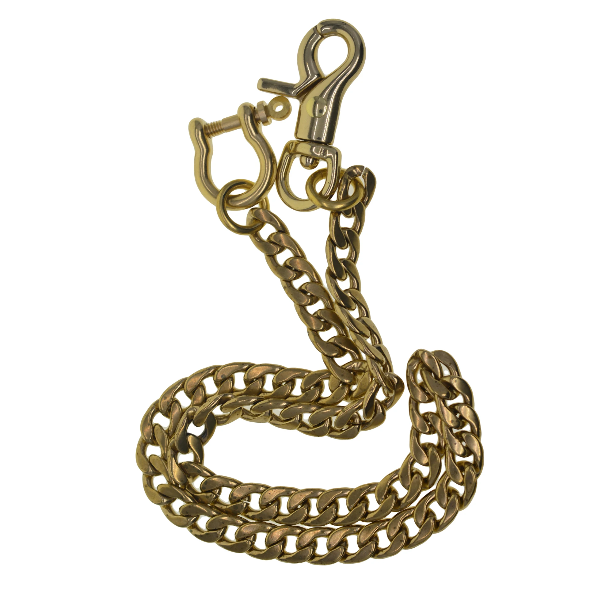 Fine brass wallet jean trousers motor keychians Italian 9mm NK Figaro curl flat cuban link chain Lobster claw hook Shackle