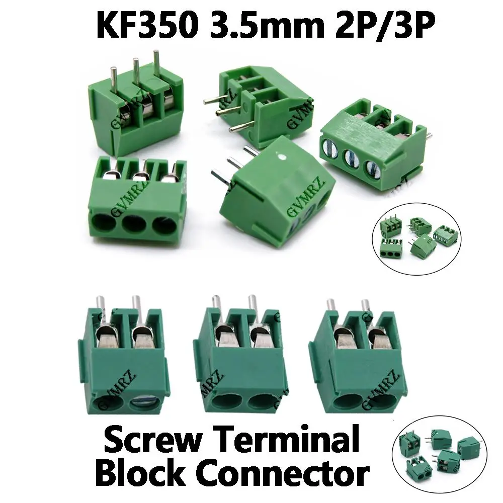 10PCS 3.5mm KF350 KF350-2p 3p Pitch 3.5mm Spliceable Plug-in PCB Screw Terminal Block Connector 300V 10A For 24~18 AWG Cable 3.5