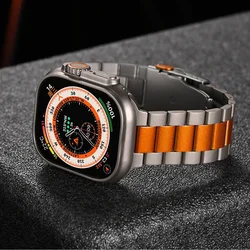 Titanium Orange Titanium Band for Apple Watch Ultra 1/2 49mm Iwatch Series 9 8 7 6 5 4 Se 45mm 44mm 42mm Luxury Men Watch Strap