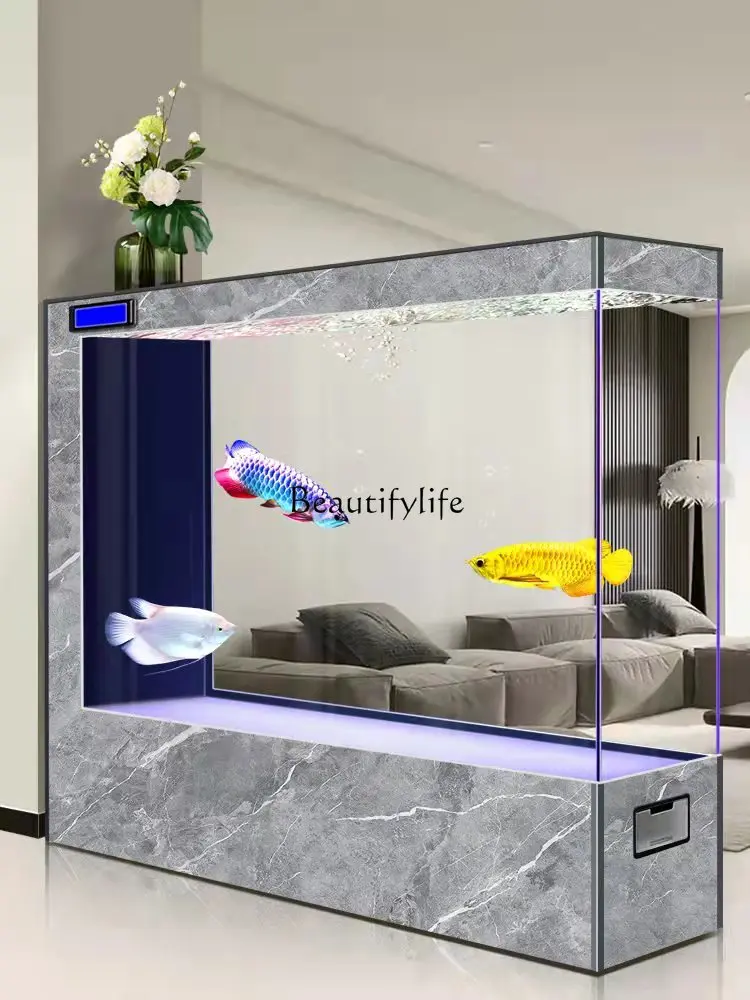 New Super White Glass Fish Tank Living Room Subareas Screens Light Luxury Floor Change Water Fish Globe Boxes