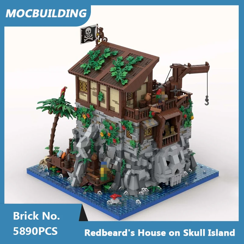 Moc Bausteine Schädel Insel mit Red beards Haus Modell DIY montiert Ziegel kreative Architektur Weihnachts spielzeug Geschenke 5890pcs