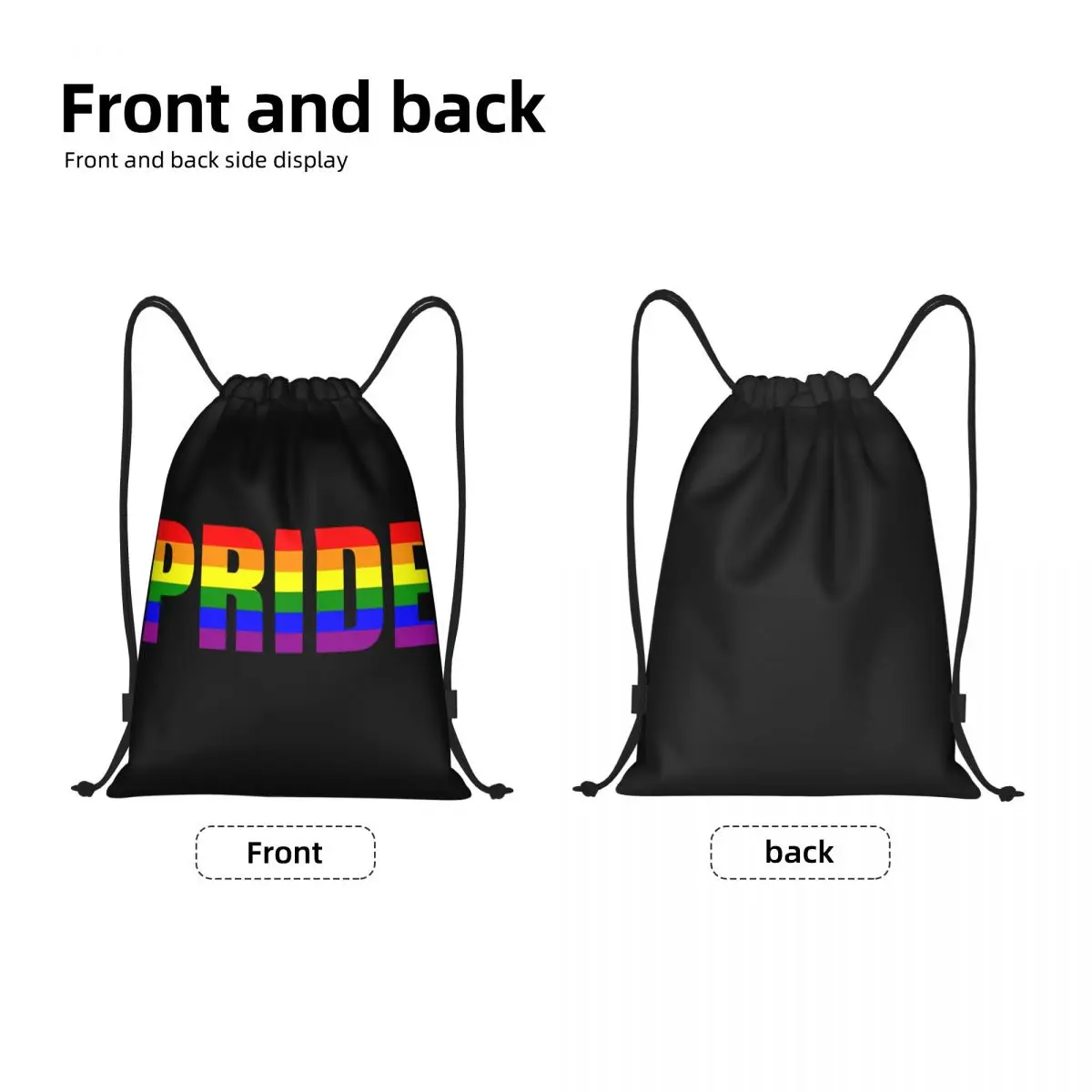 Custom Rainbow LGBT Pride Drawstring Bag Women Men Lightweight Gay Lesbian Sports Gym Storage Backpack