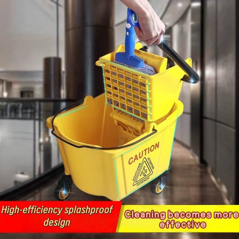 

32-liter mopping bucket, Commercial Mop Bucket, Side Press Cleaning Wringer, Portable Trolley On Wheels