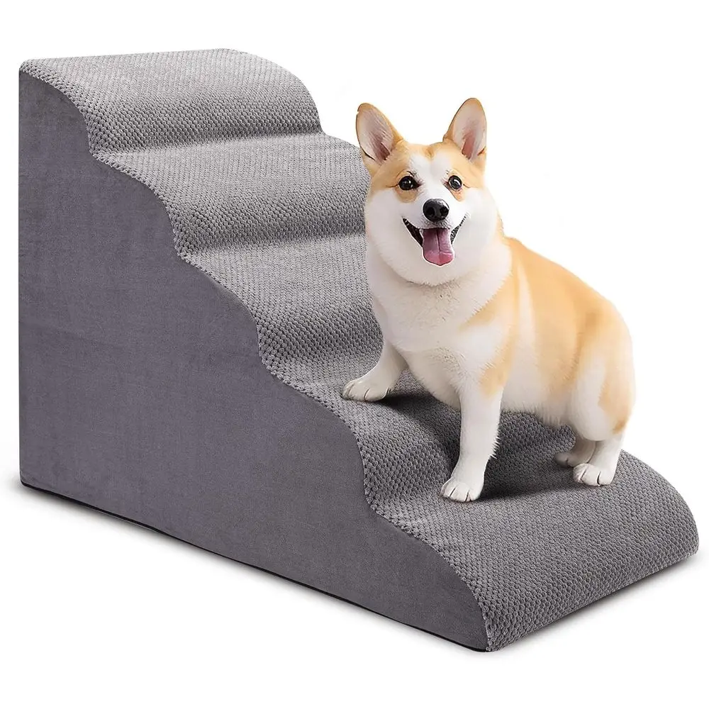 

5-Step Non-Slip Pet Stairs for Dogs and Cats with Joint Support, 24 High for Small to Medium Pets