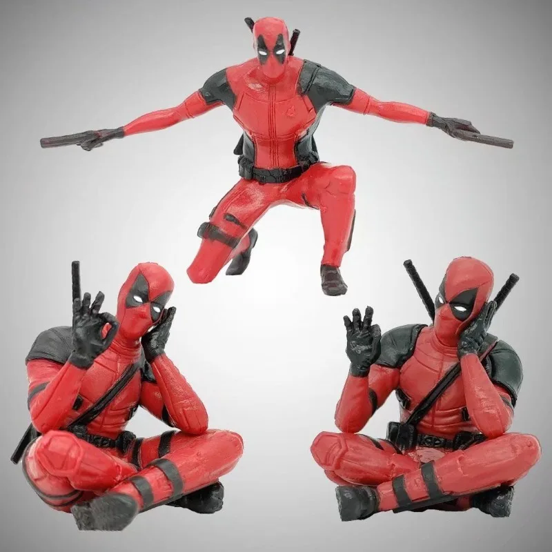 

Deadpool Peripheral Combat Kneeling Posture Everything OK Two Car Decoration Model Doll Hand Gift Back To School Anime Toys