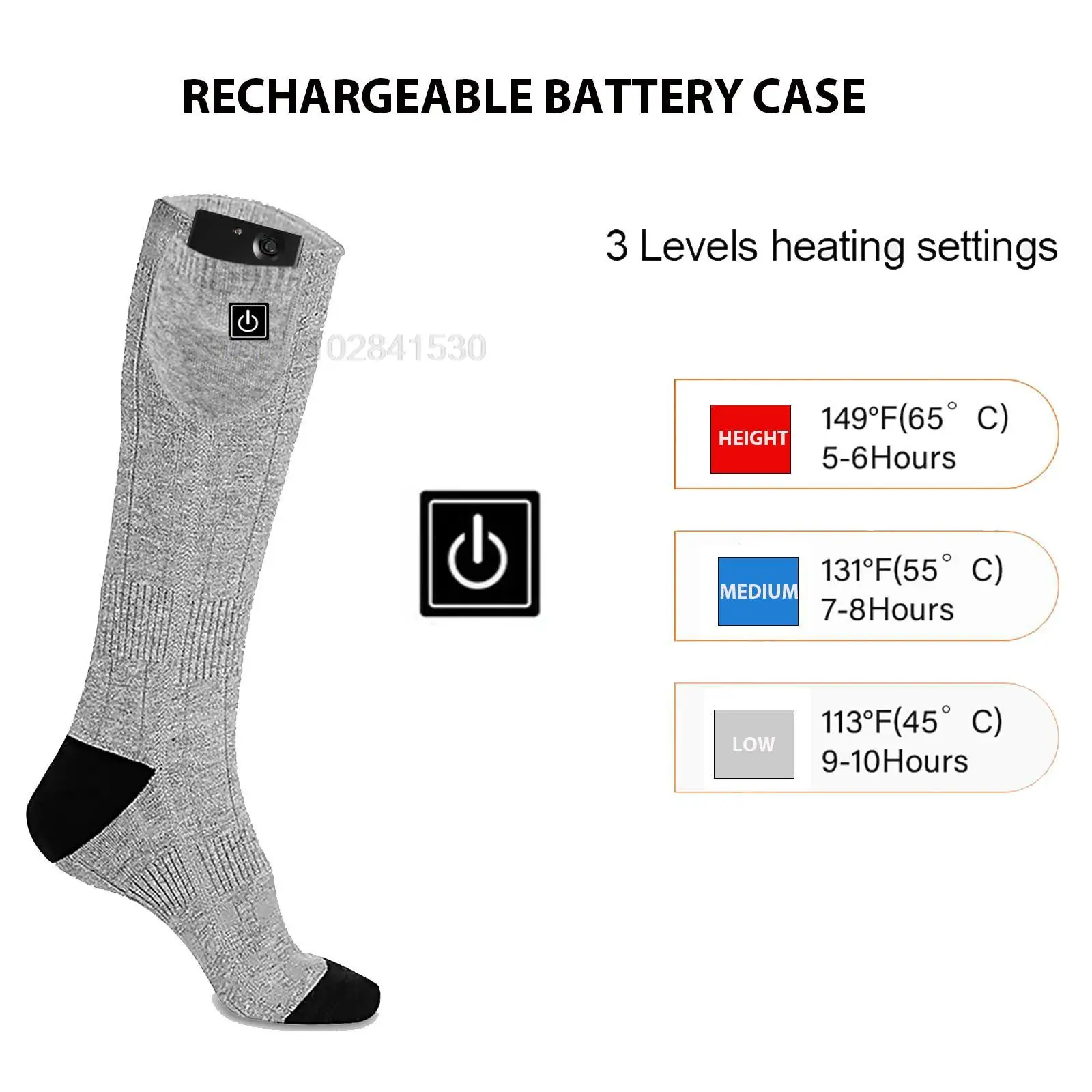 Winter Heated Sock With Battery Case Rechargeable Battery Stocking Women Electric Heating Ski Socks Sports Thermal Warmer Foot