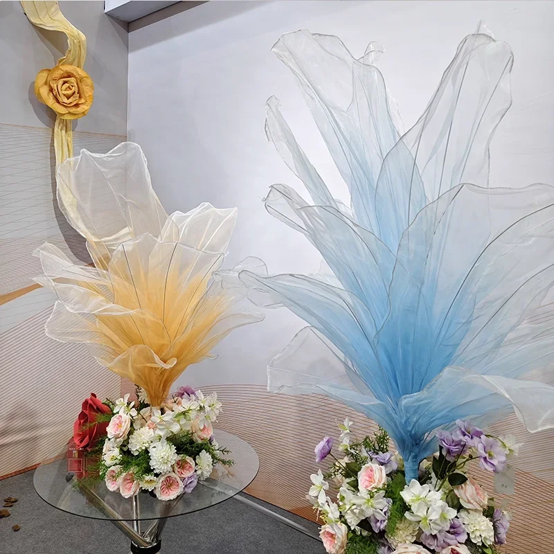 

2pcs Silk Stereoscopic Gauze Flower Wedding Desktop Decoration Party Event Centerpiece Restaurant Art Showcase Installation